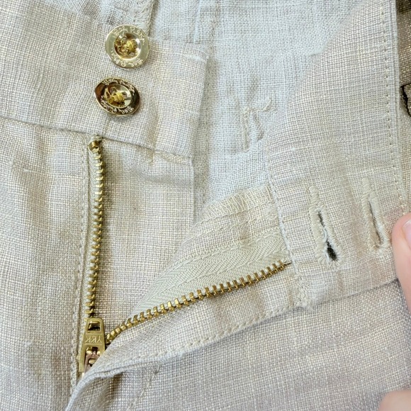 Lilly Pulitzer Linen Blend Wide Leg Pants Tan Size 4 Gold Button Detail - Picture 4 of 11